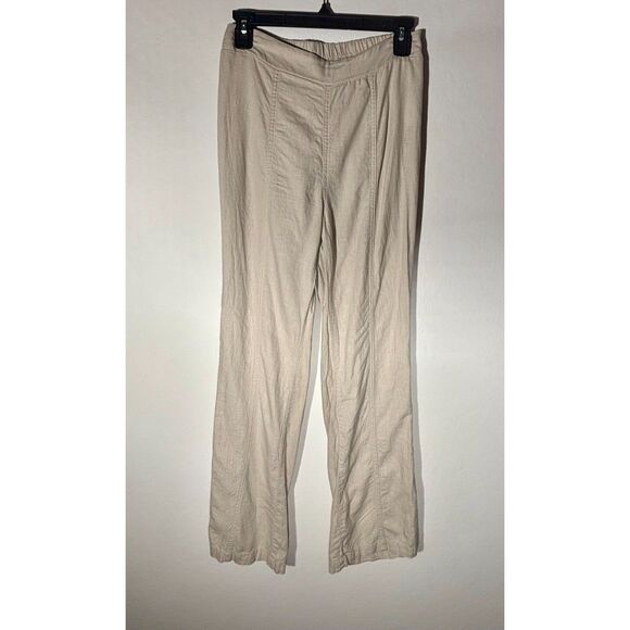 Happily Grey Women’s Linen Blend Pull-On Pants Beige Wide Leg Size Small - Picture 5 of 5